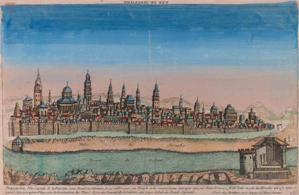 Mondhare, Jerusalem, Paris 1770, 'Jerusalem Ville Capitale de la Palestine sous David et Salomon', NLI